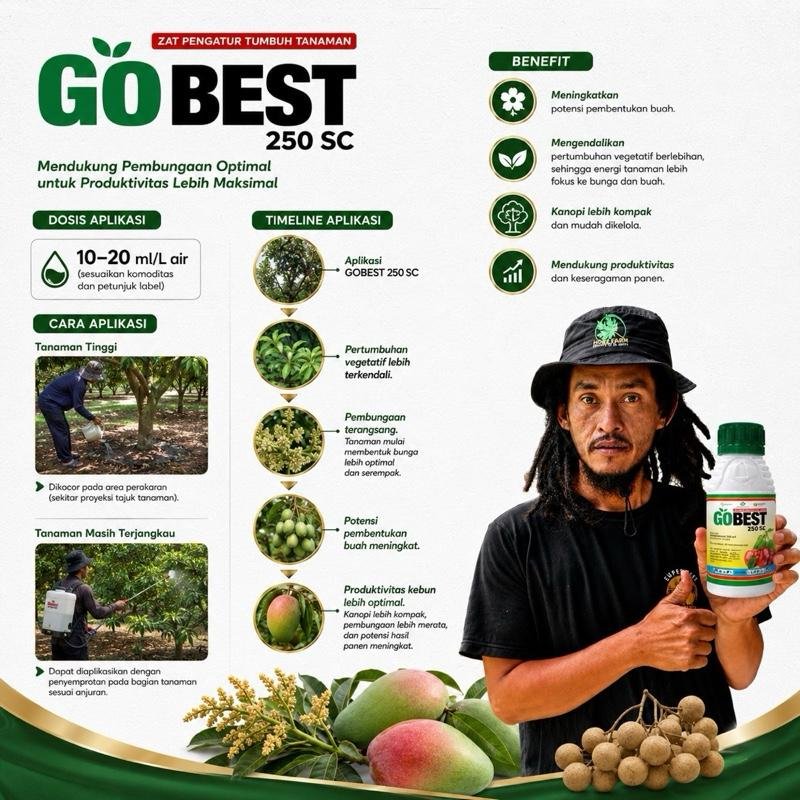 GOBEST 250 SC 250 ML ZPT bahan aktif Paclobutrazol 250 g/l