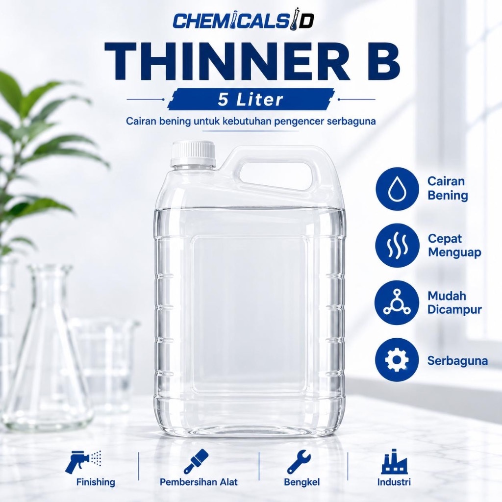 Thinner B 5 Liter Pengencer Cat Duco Kayu Besi Metal Enamel Pernis Finishing Otomotif Furniture Spra
