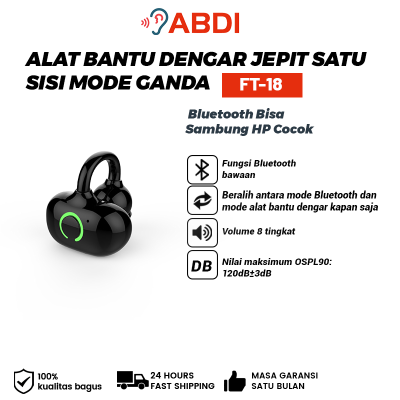 AS Alat Bantu Dengar Bluetooth dengan Klip Telinga, Bisa Streaming Musik & Angkat Telepon Jernih Beb