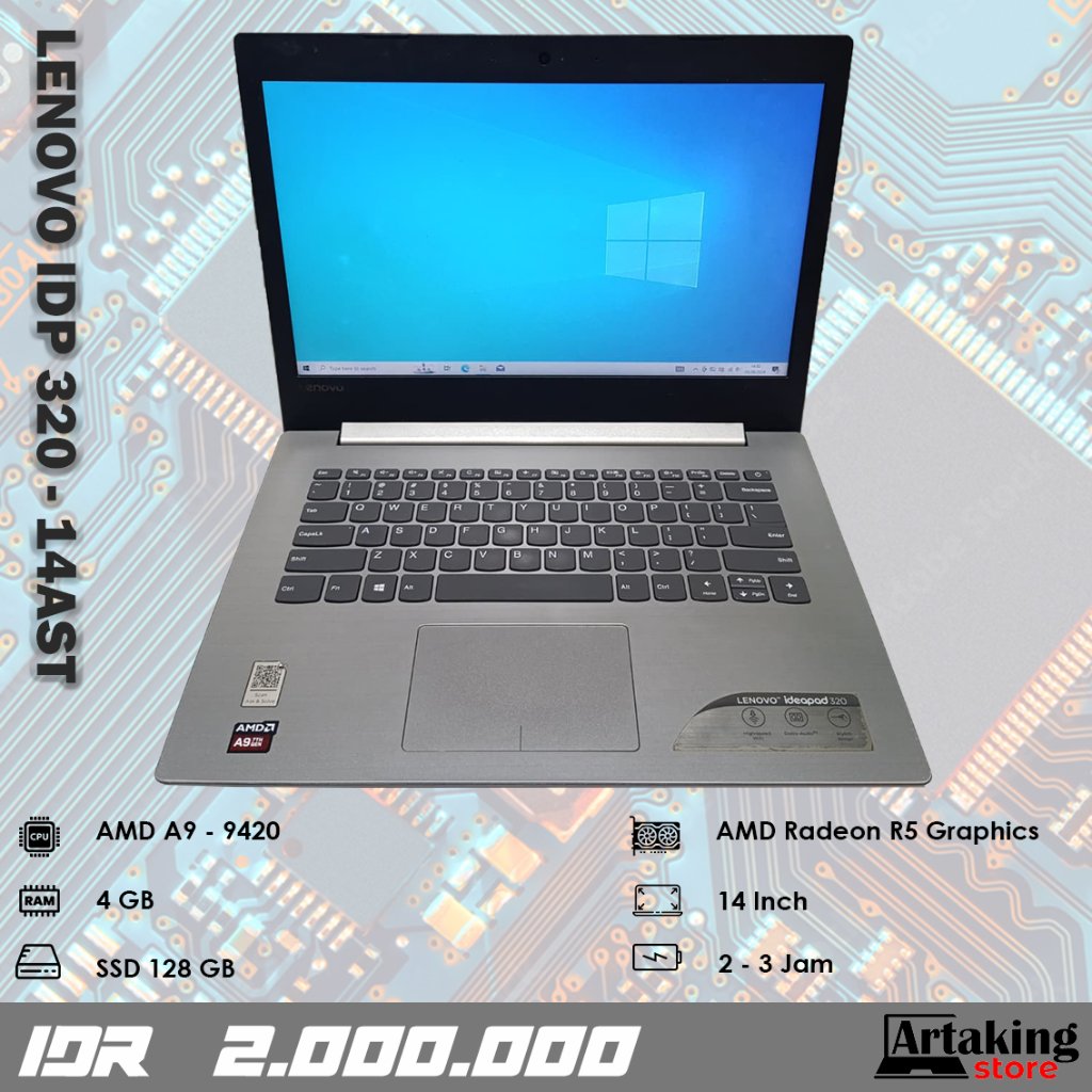 Lenovo Ideapad 320 - 14AST - AMD A9 - Ram 4 GB - Sudah SSD