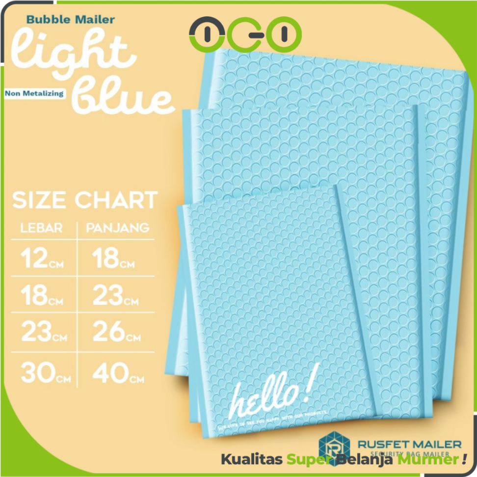 Amplop Bubble Mailer Polos Varian Sky Blue Harga Ecer Amplop Packing Hello Series Rusfet - TERMURAH