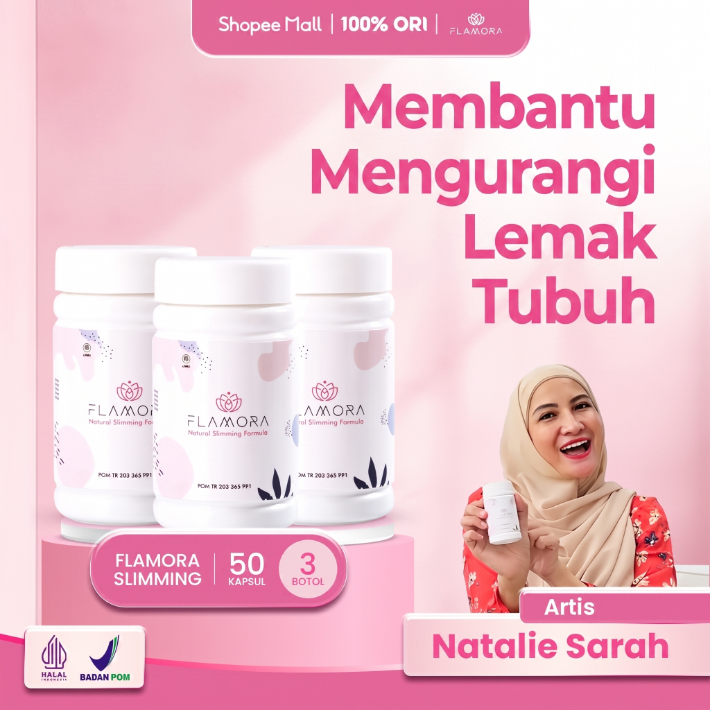 Flamora Kapsul | Membantu Mengurangi Lemak Tubuh | Natural Slimming Formula isi 50 Kapsul 3 pcs