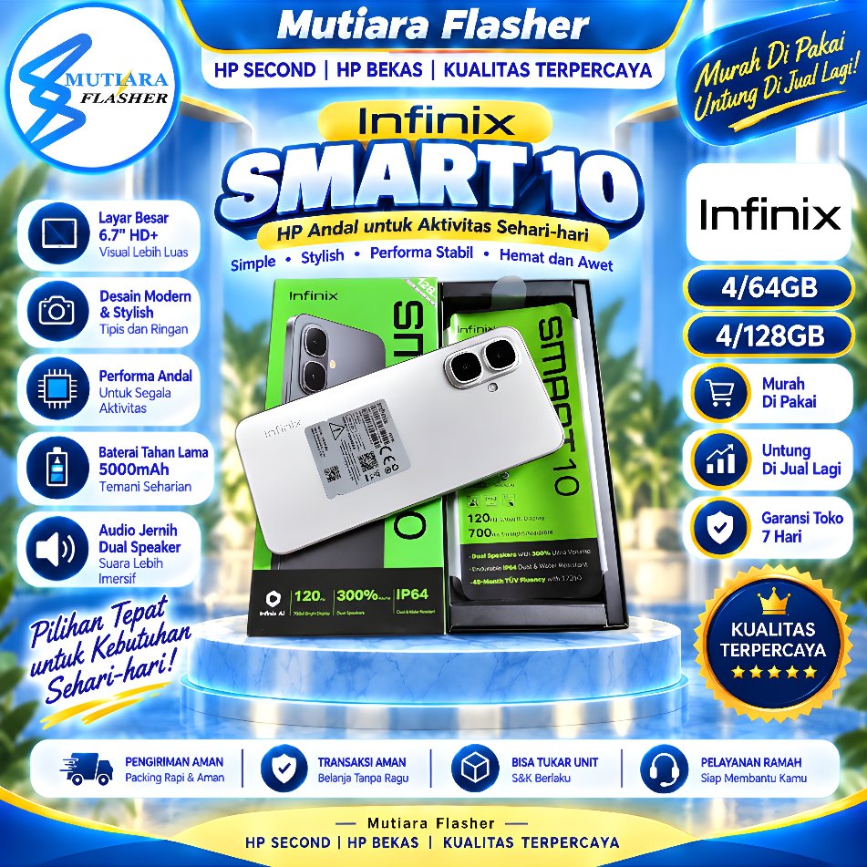 Infinix Smart 10 Ram 4/64GB | Ram 4/128GB Second Original