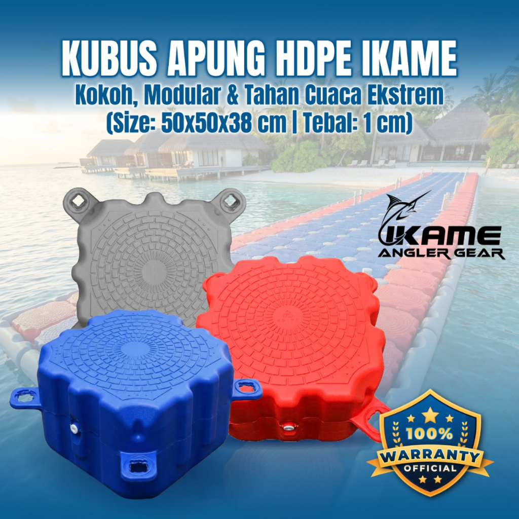 Kubus Apung HDPE Ponton apung HDPE heavy duty 50x50x38 cm Untuk dermaga apung, Jembatan apung, Kubus