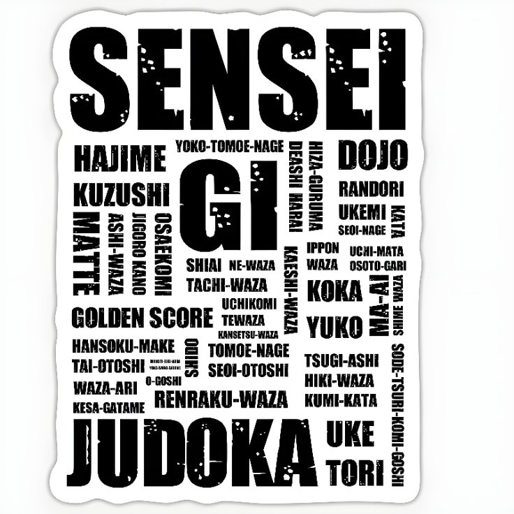Stiker Beladiri Judo Istilah Teknik Beladiri Sensei Judoka Dojo Hajime Ippon Word Cloud Vinyl Anti A
