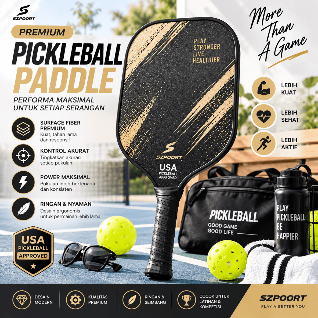 Raket Pickleball Paddle Murah - Premium Motif Tribal Carbon Fiber Honeycomb Core Kontrol Maksimal US
