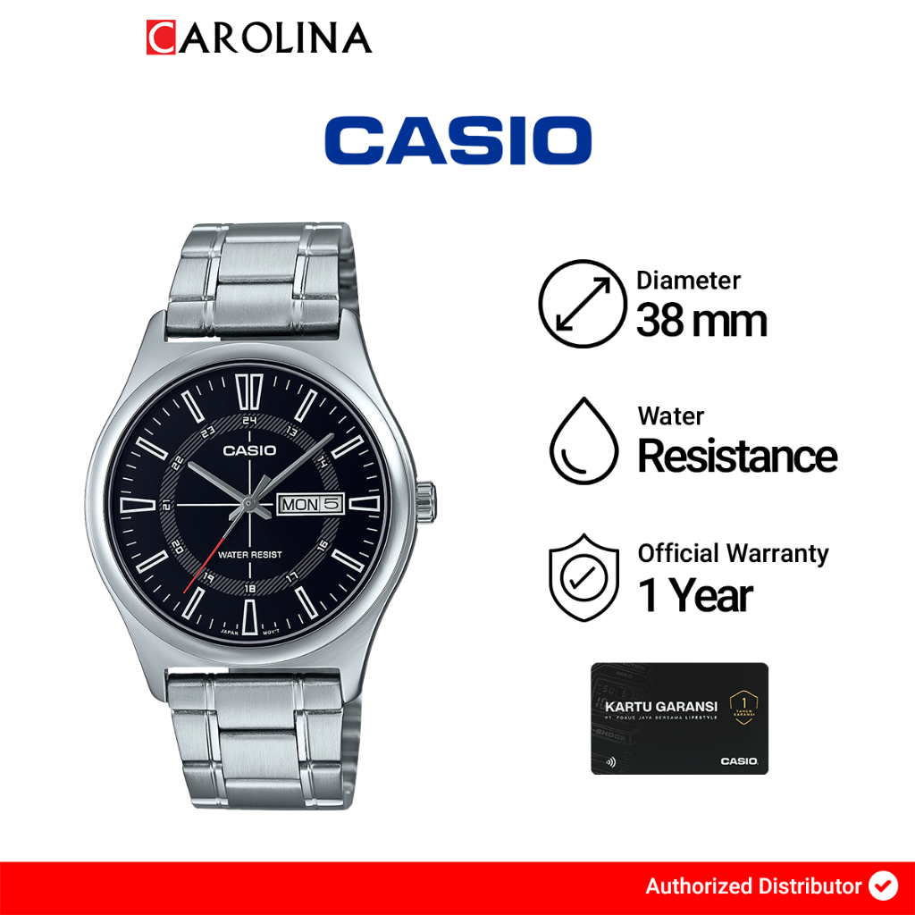 Jam Tangan Pria Casio General MTP-V006D-1C Black Dial Stainless Steel Band