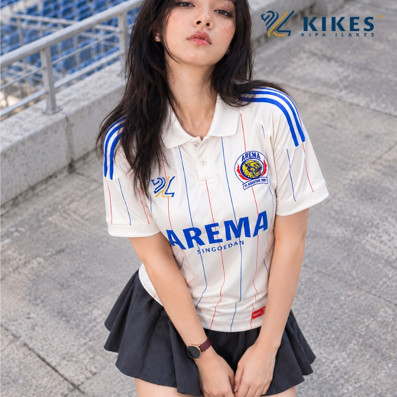 Jersey Fantasi Arema Singo Edan Dryfit Premium Anti UV Putih Tulang Full Sublimasi Patch Bordir Free