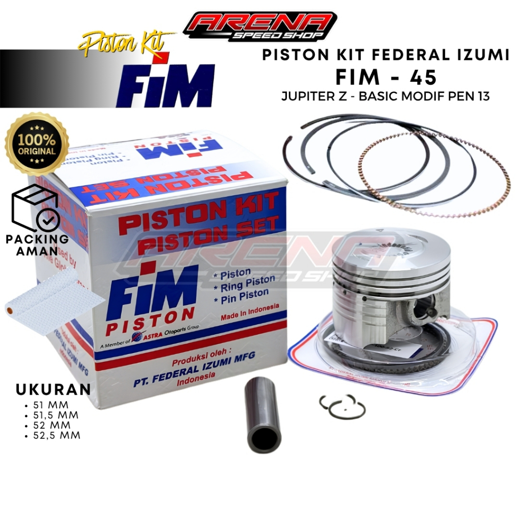FIM Piston Kit FIM-45 Pin 13 - Seher Piston Bore Up Kit Jupiter Z Vega 57 57.5 58 58.5 59 Pen 13