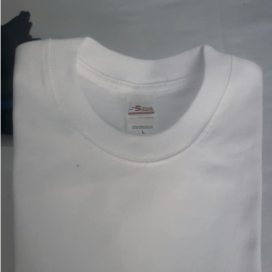 Kaos Polos Heavy 16's Putih Tanpa Jahitan Samping Lengan Pendek Size XL