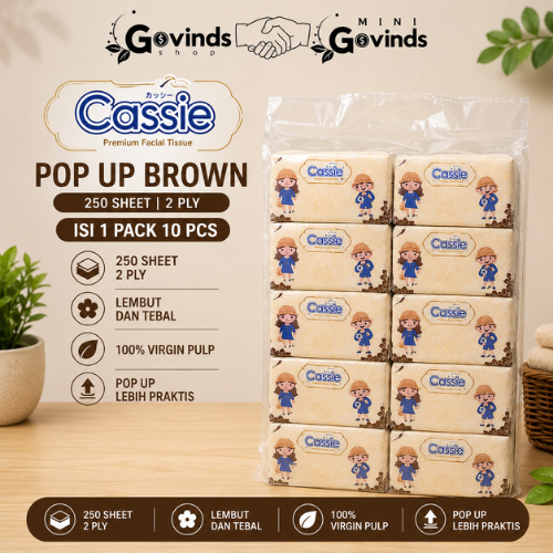 Tissue Cassie Pop Up Brown 1Pack/Ball x 10Pcs tisu cassie pop up
