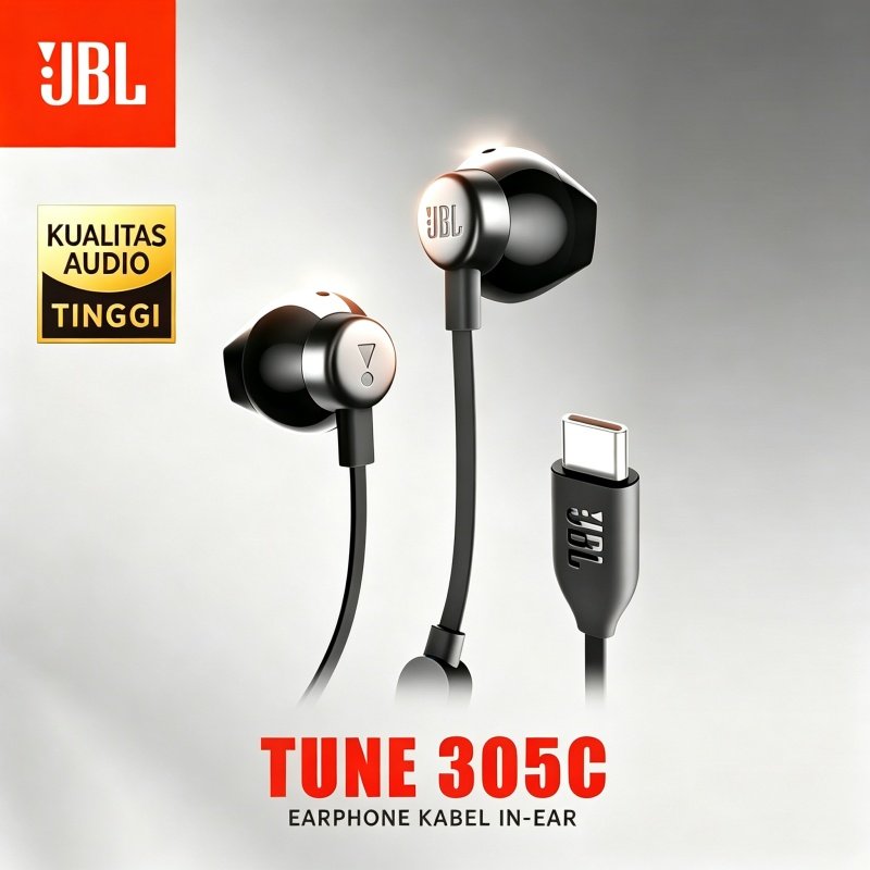 [ 100% Ori ] JBL TUNE 305 C USB C Wired Type C Hi-Res Earphones