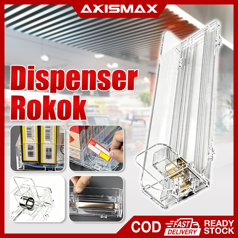 Pusher Rokok 28cm Rak Rokok Acrylic 1 Baris Dengan Pendorong Otomatis Rak Display Rokok Transparan