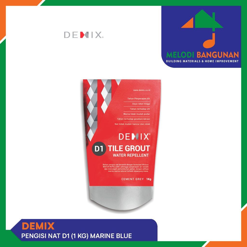 Demix - Semen Pengisi + Mortar Nat Keramik Granite D1 Water Repellent 1kg Marine Blue