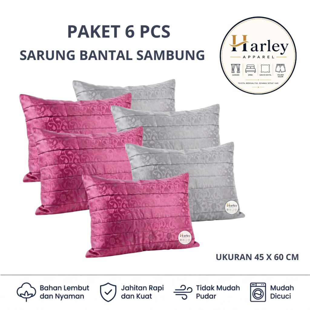 Paket 6 Sarung Bantal Sambung Murah Polos Bahan Katun / Sarung Bantal Murah Grosir / Sarung Bantal S