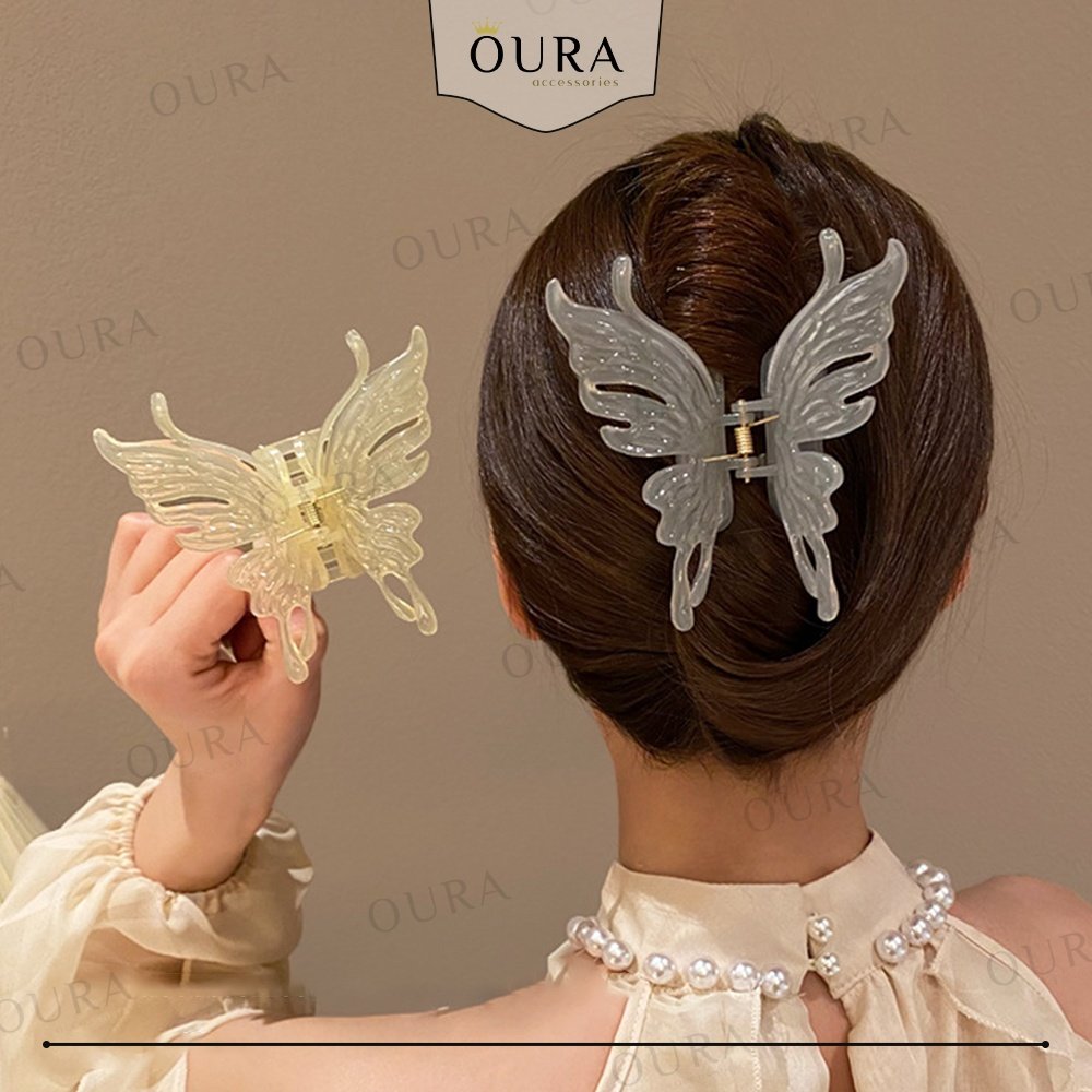 Jedai Rambut Jumbo Kupu-Kupu Jelly 10CM Hair Claw Jepitan Rambut Besar Korea Aesthetic Wanita