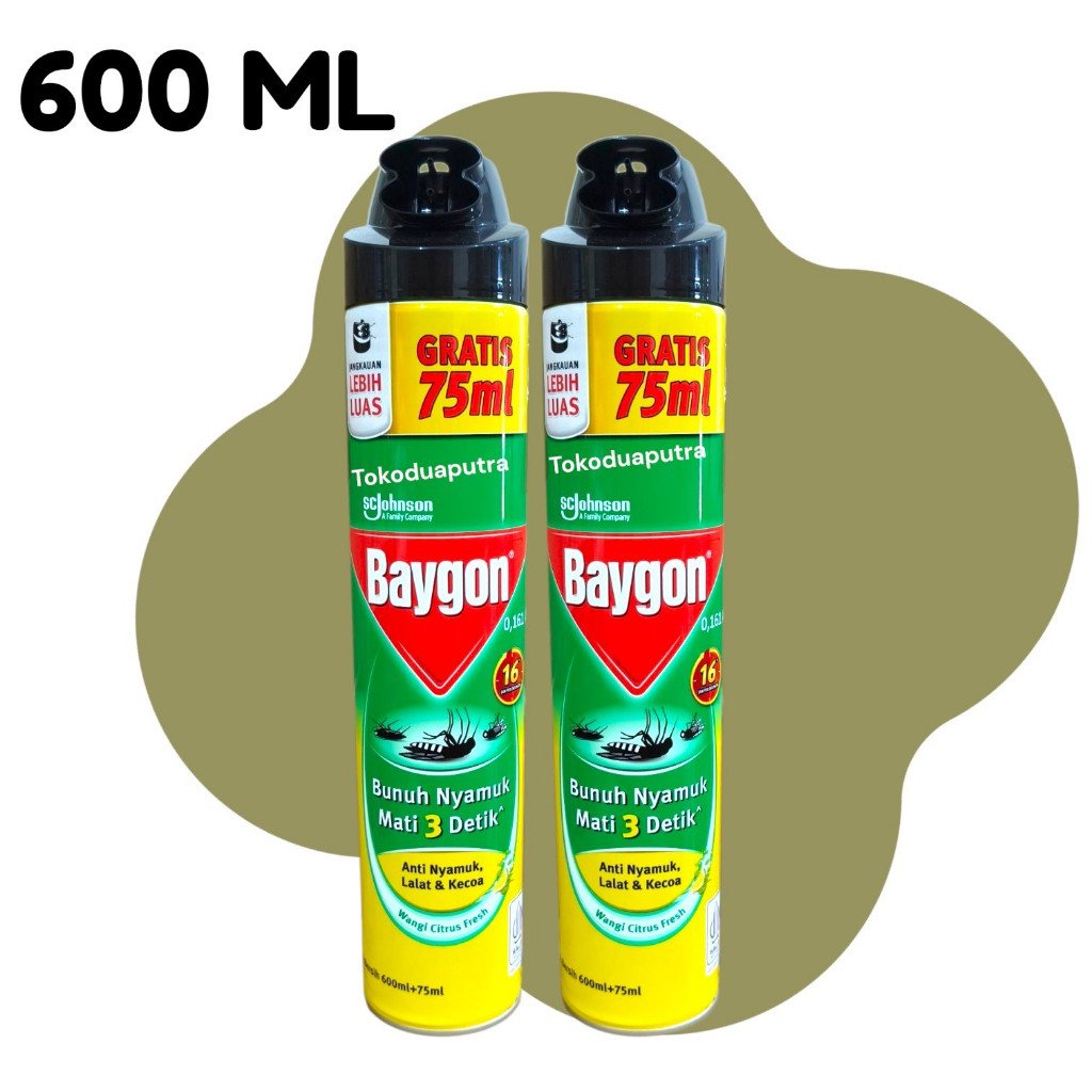 Baygon Aerosol Semprot Citrus Fresh 600 ml X 2 pcs / Baygon Citrus Fresh 600 ml