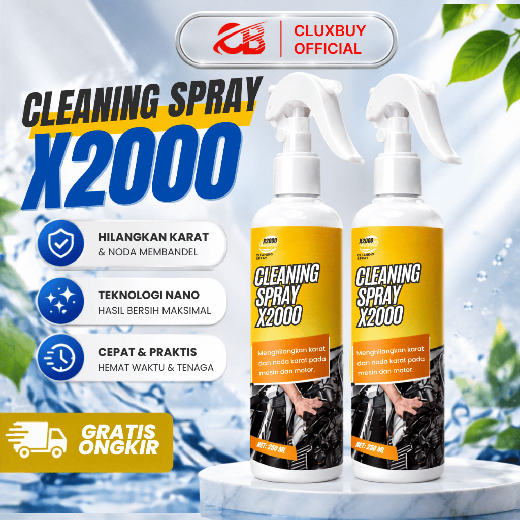 Cleaning spray X2000, Pembersih karat mesin motor X2000, Cairan pembersih x2000, Menghilangkan karat