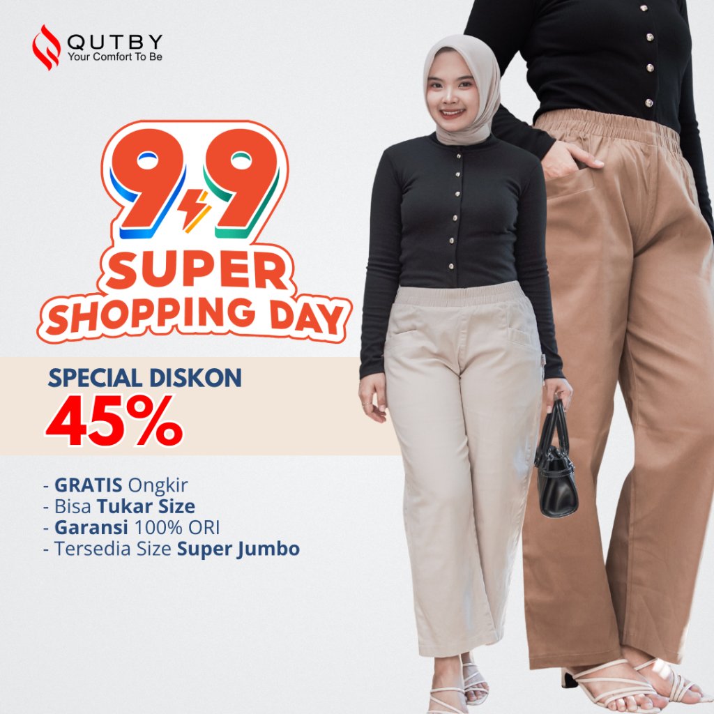 QUTBY - Celana Kulot Wanita Panjang / Korean Long Pants Muat Bb 45-125KG