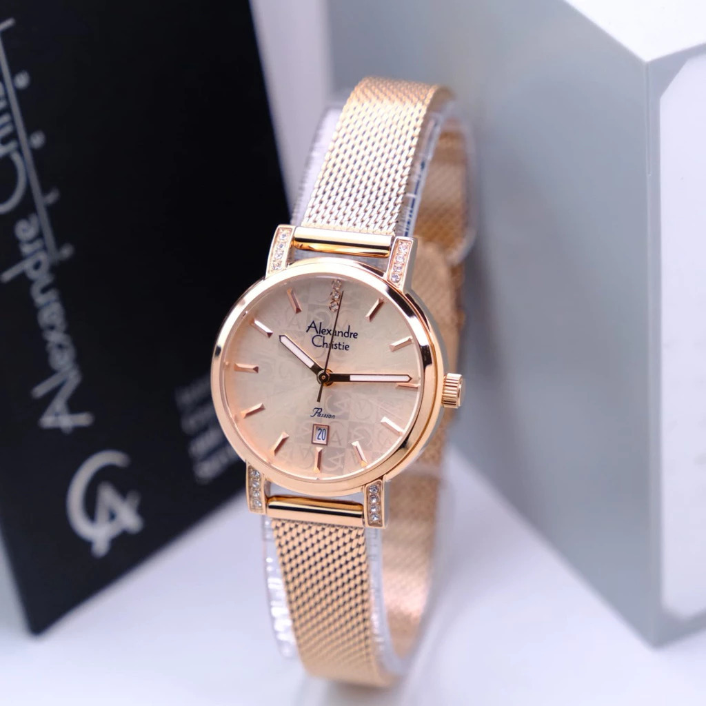 ORIGINAL Jam Tangan Wanita Alexandre Christie Rantai Pasir Stainless Steel AC Garansi Resmi 1 Tahun 