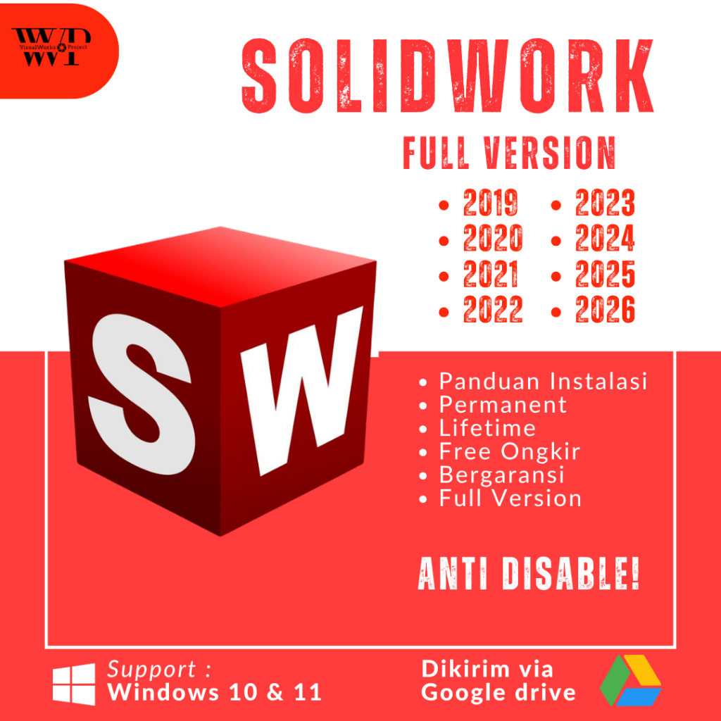 SolidWorks Full Version Original Lifetime + Panduan Instalasi (WIN) | 2019 - 2026