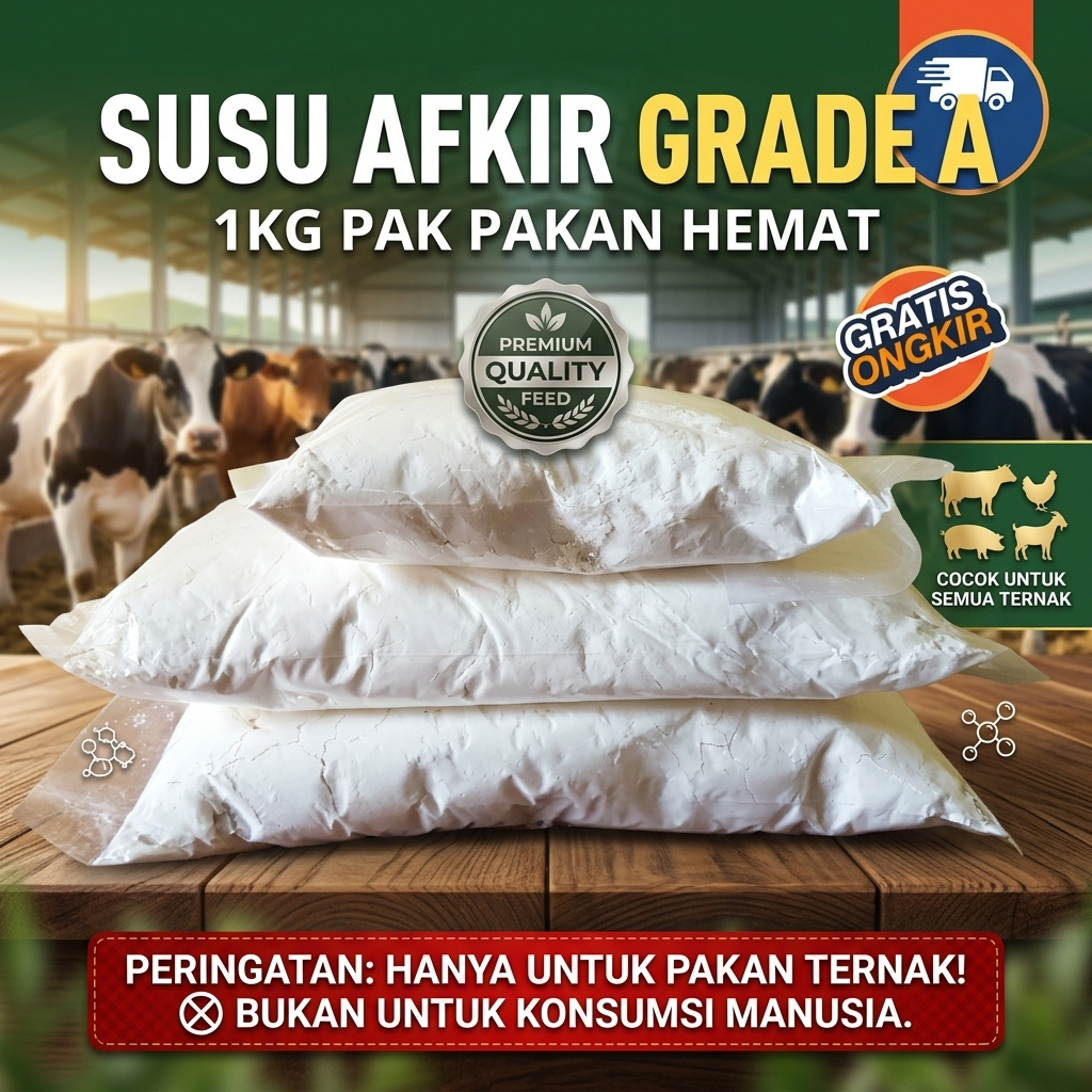 Susu Afkir 1kg Grade A | Susu Afkir Bubuk Pakan Ternak | Protein Tinggi Penggemuk Sapi Kambing Ayam 