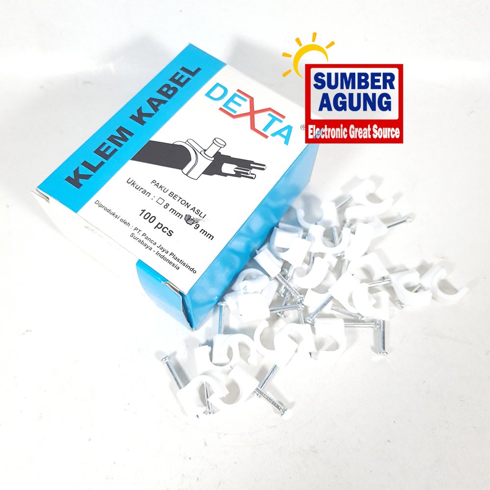 Dexta Klem Kabel 9 MM Klem Kabel Dengan Paku Beton Isi 100 Pcs