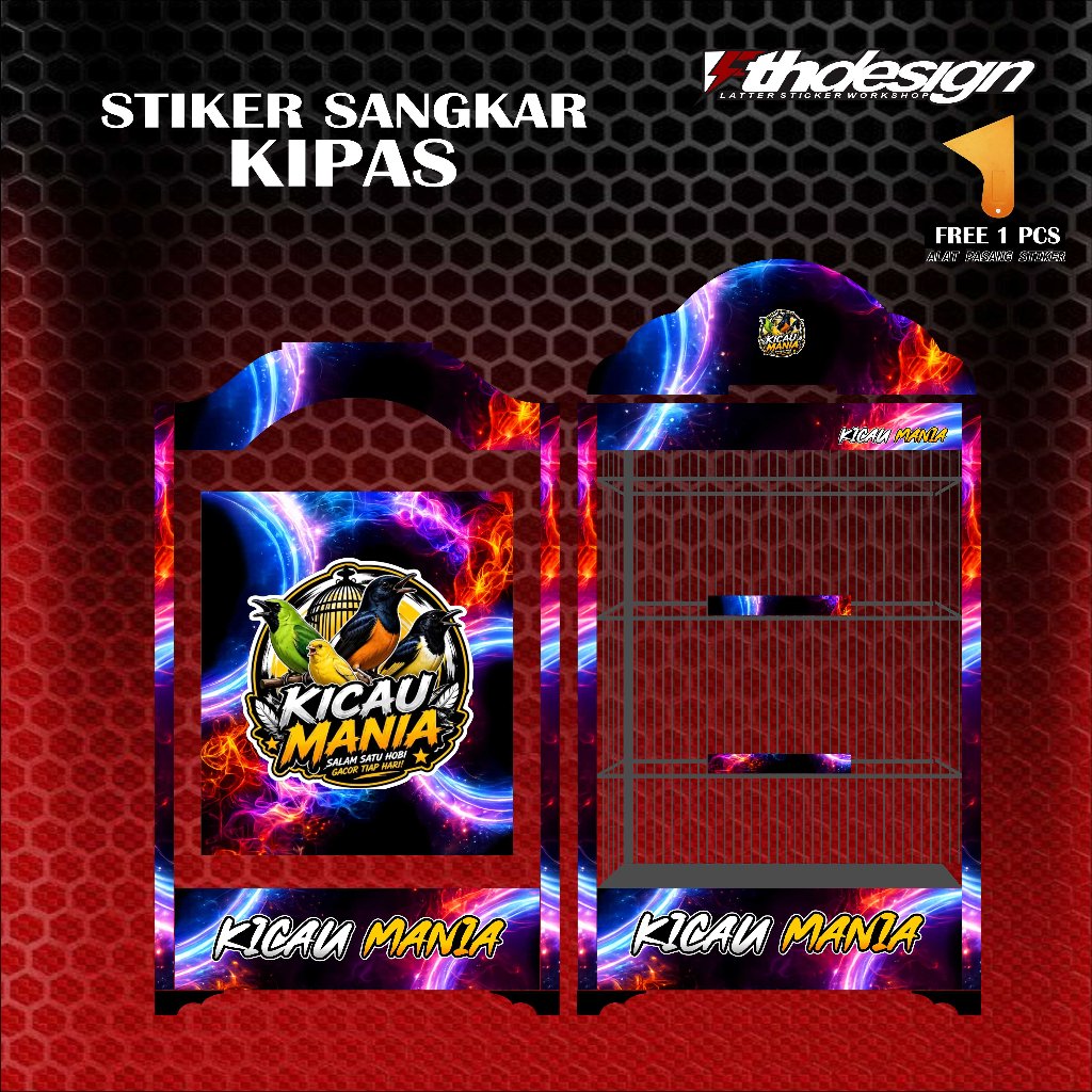 Stiker sangkar Kotak Decal Sangkar Burung Motif Terbaru KICAU MANIA