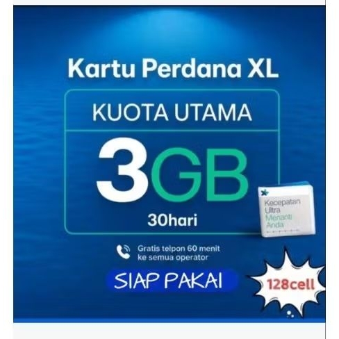 Perdana Xl siap pakai kuota 3g all jaringan bonus 10gb (5g)