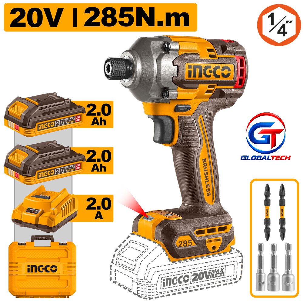 INGCO CIRLI2028 MESIN IMPACT DRIVER 20V CORDLESS IMPACT DRIVER BRUSHLESS