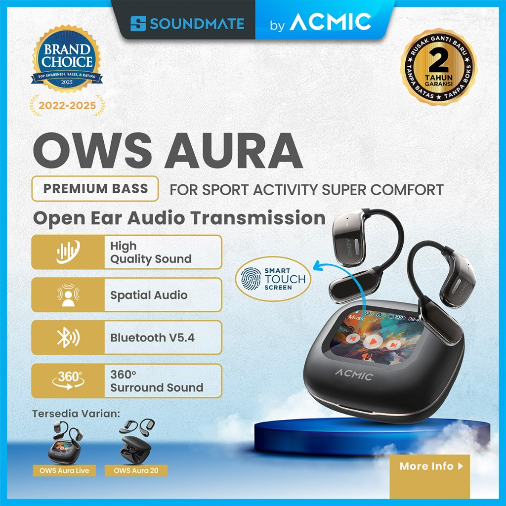 ACMIC AURA OWS Open Wear Stereo Bluetooth Earphone Headset Open Ear TWS