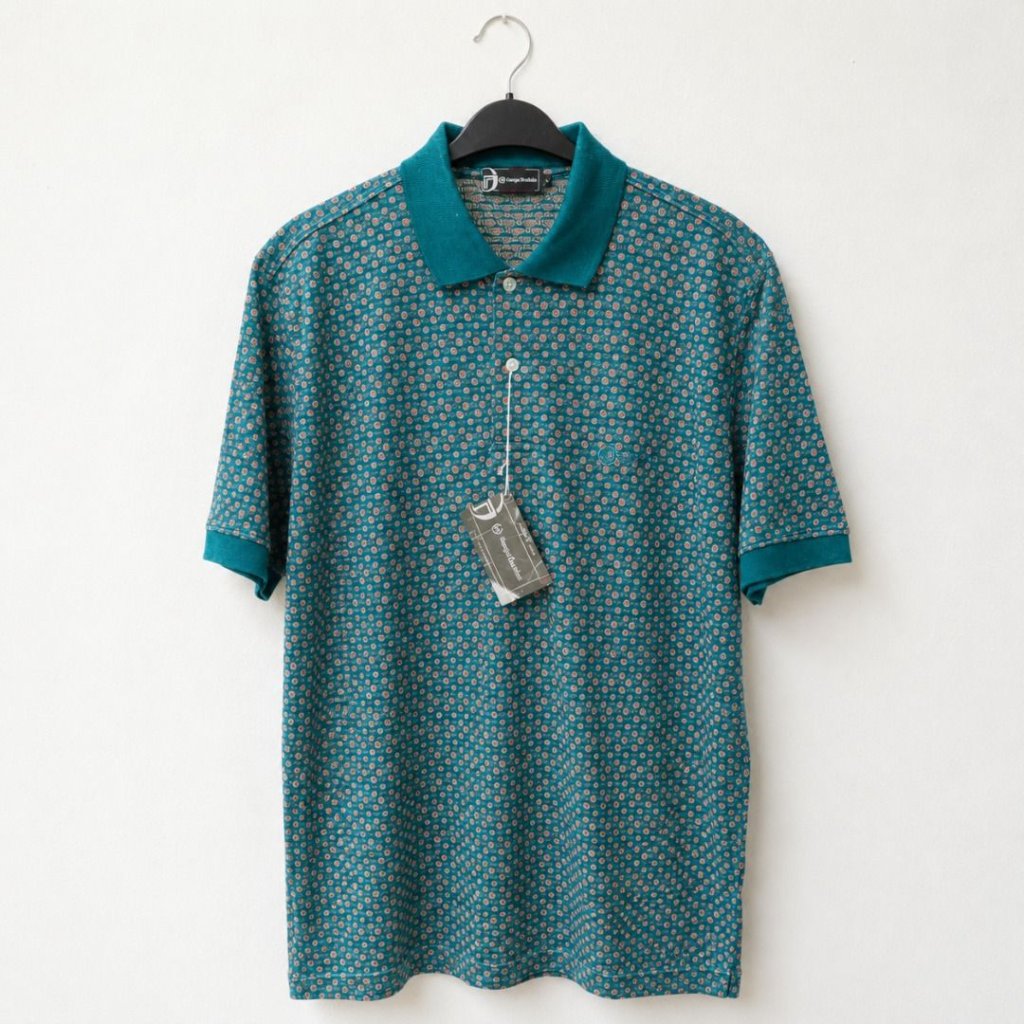 Vintage bnwt SERGIO TACCHINI Men's 90s Polo Shirt | Kaos kerah motif pria