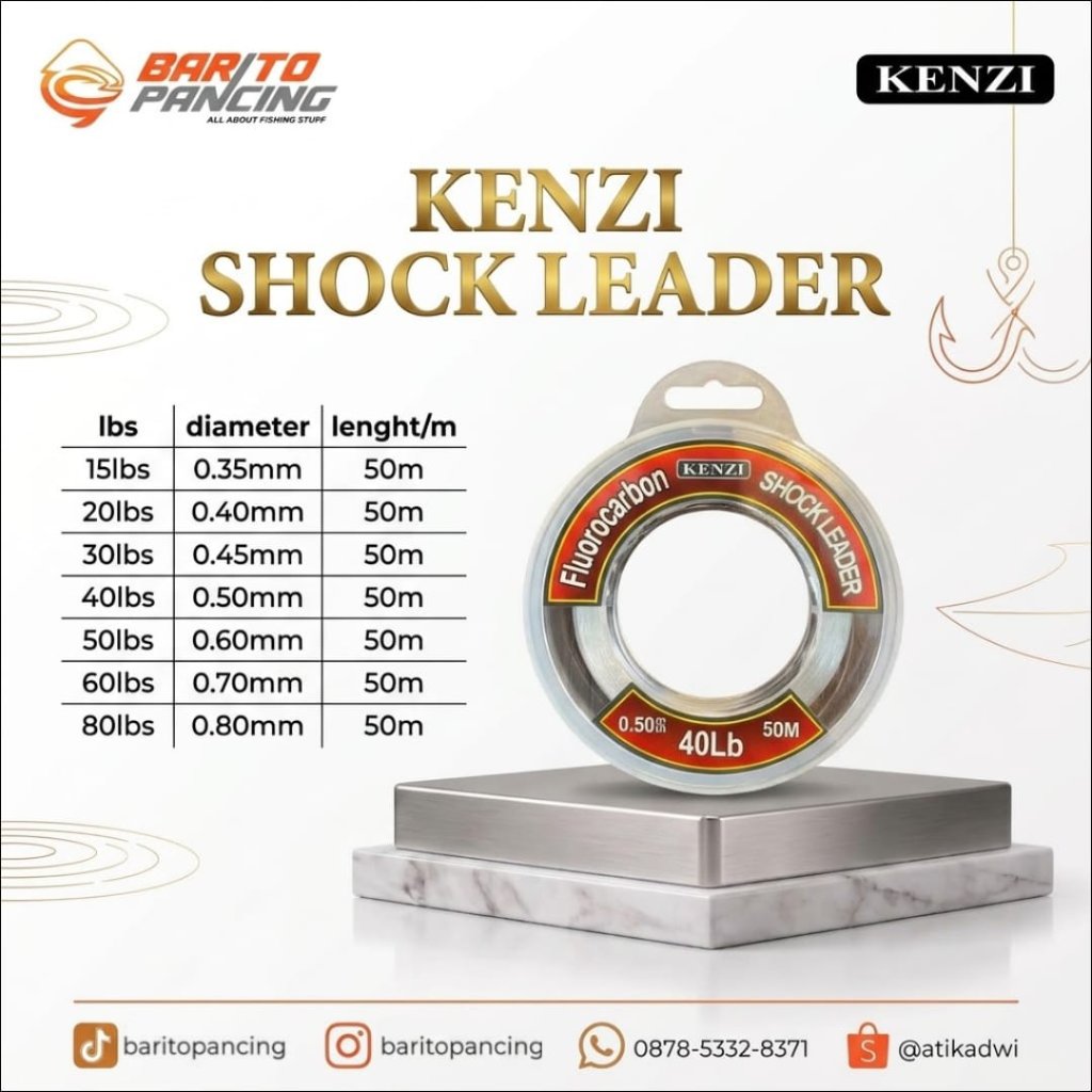 Senar Leader Kenzi Fluorocarbon Shockleader Senar Pancing