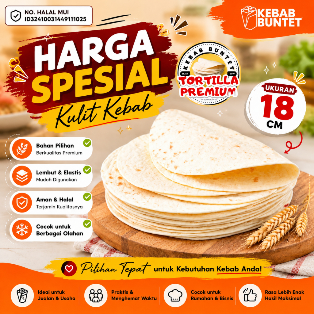 Tortila Kebab Buntet ukuran 18cm - KHUSUS JABODETABEK