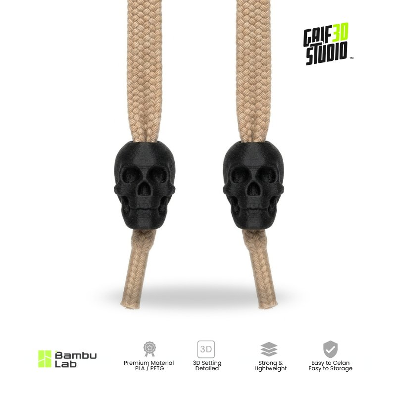 AKSESORIS SKULL BEADS FOR HOODIE / JACKET / TALI LANYARD 3D PRINT SKELETON