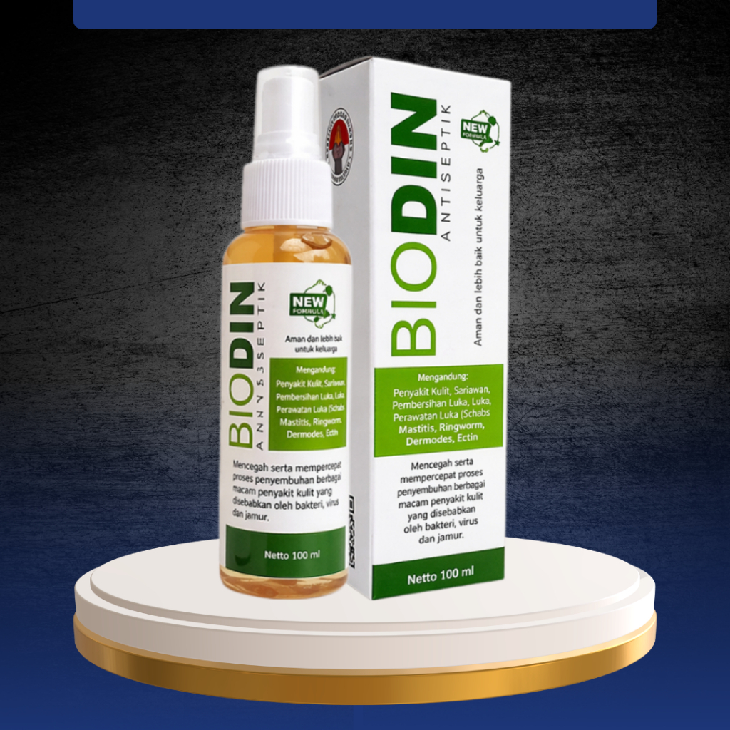 BIODIN SPRAY 100 ML - Spray PMK Jamur Scabies Biodin Semua Hewan
