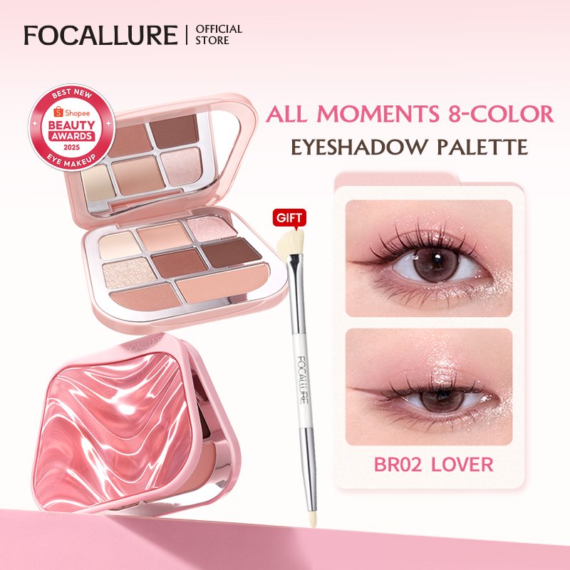 FOCALLURE 8-color Eyeshadow Palette Matte Shimmer High Pigment Silky Texture