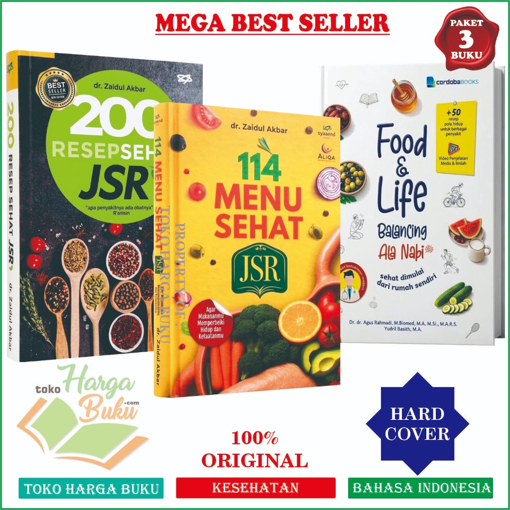 PAKET 3 BUKU 200 Resep 114 Menu Sehat JSR Food and Life Balancing ala Nabi Rasulullah ORIGINAL Full Color Syaamil Quran