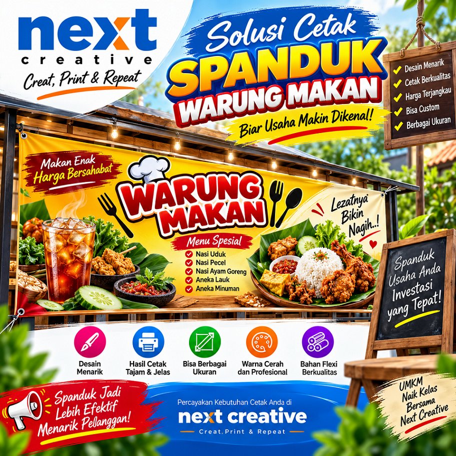 SPANDUK WARUNG MAKAN| BANNER | MMT | BALIHO | UKURAN DAN DESIGN CUSTOM | FREE DESIGN CUSTOM | BAHAN 