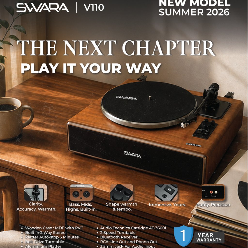 Turntable SVVARA V110 Vinyl Turntable Player Piringan Hitam