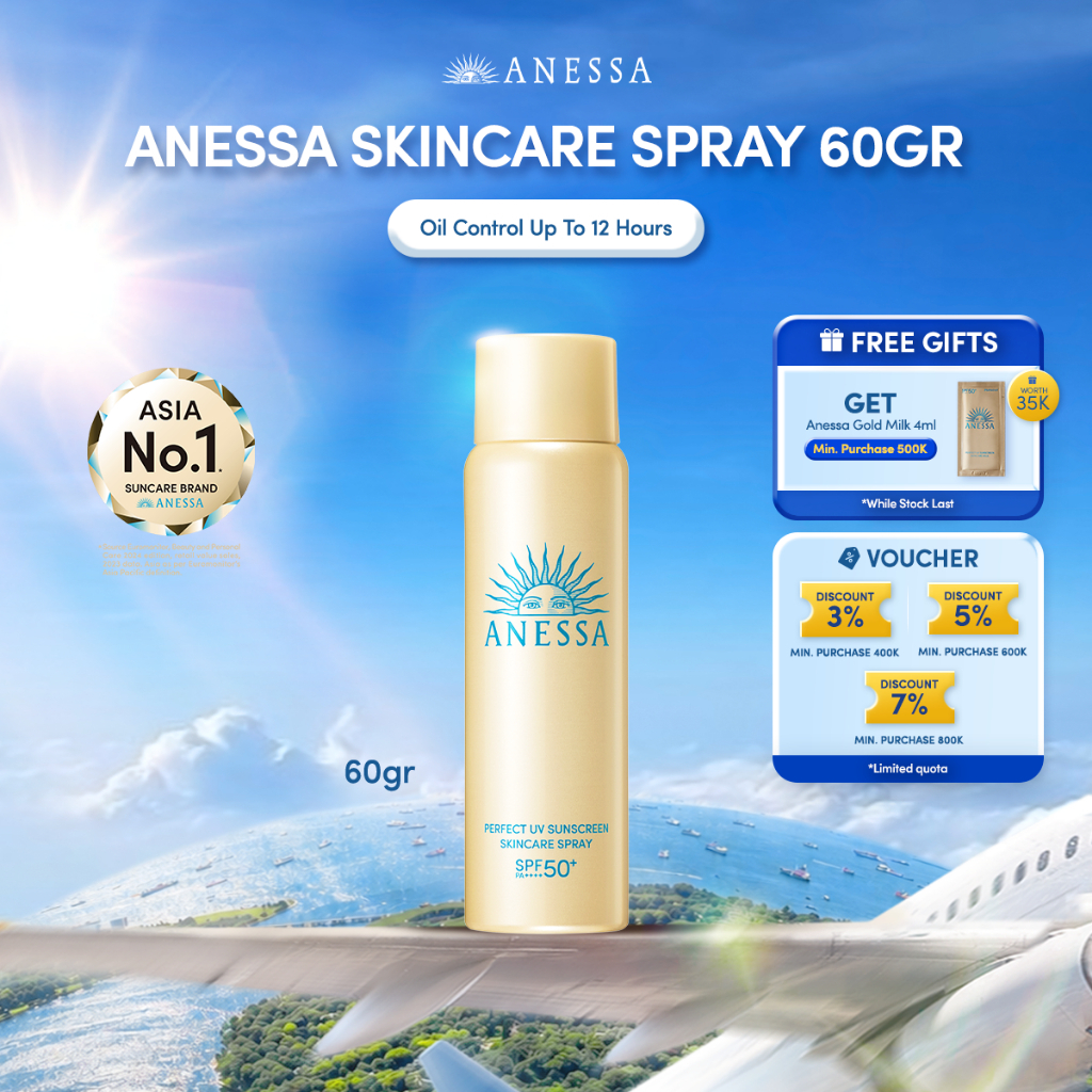 Anessa - Perfect UV Sunscreen Skin Care Spray SPF 50+ PA++++ 60gr - Sunscreen Kulit Normal, Cocok un