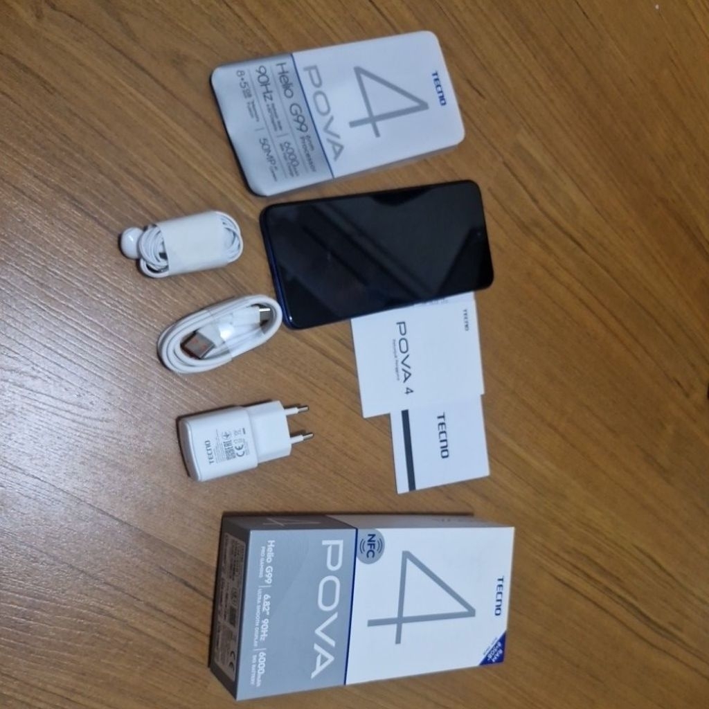 Hp Tecno 4 Pova 128+8GB Second MULUS LENGKAP