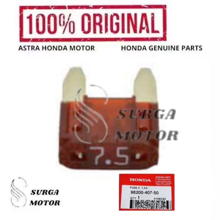 Sekring Sikring Mini Fuse 7,5A Motor BeAT FI Vario 125 K2V PCX 150 CBR 250R K33A 2014 2015 2016 9820