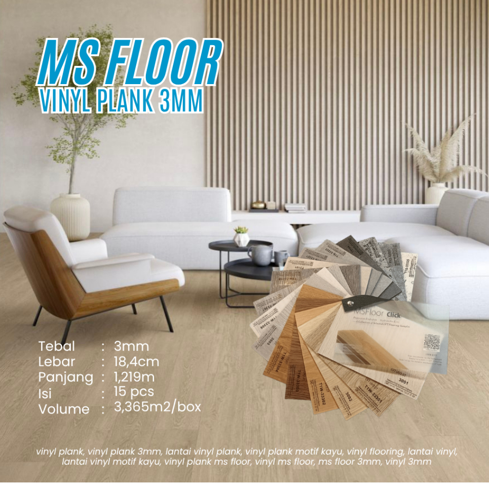 Vinyl Plank MS Floor 3mm Motif Kayu | Lantai Vinyl Plank | Vinyl Flooring