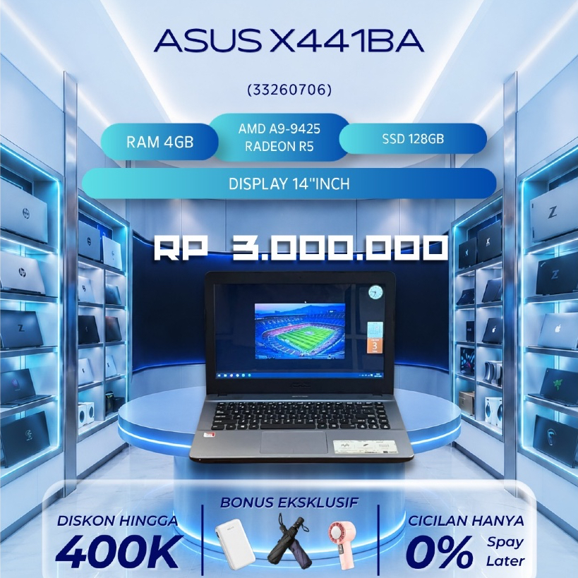 LAPTOP ASUS X441BA 14INC HD AMD A9-9425 RADEON R5 4GB SSD 128GB