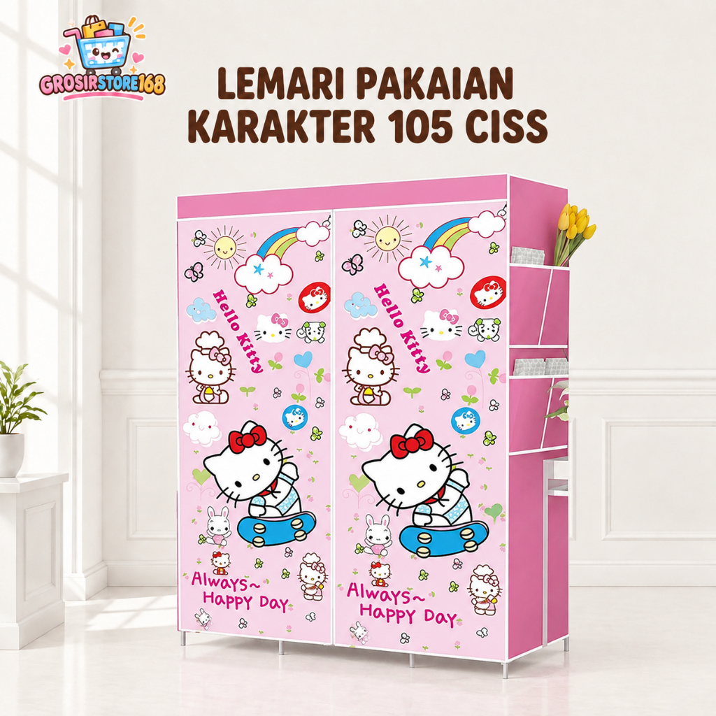 SHENAR LEMARI PORTABLE KARAKTER ADA RESLETING LEMARI PAKAIAN LEMARI 105