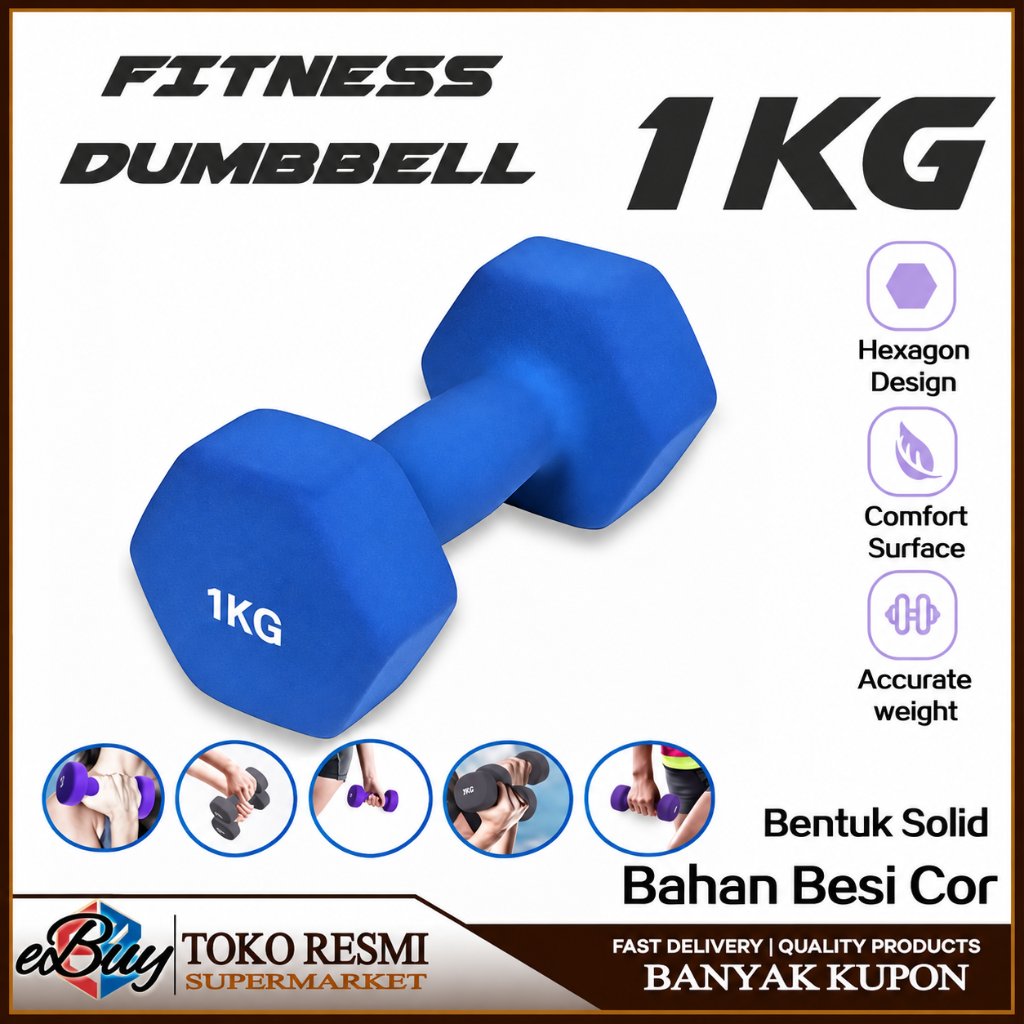Dumbell 1Kg / Barbel Mini / Barbel  Non Slip Dumbbell (1 Pcs) / Dumbel / Barbel 1kg Gym Fitness