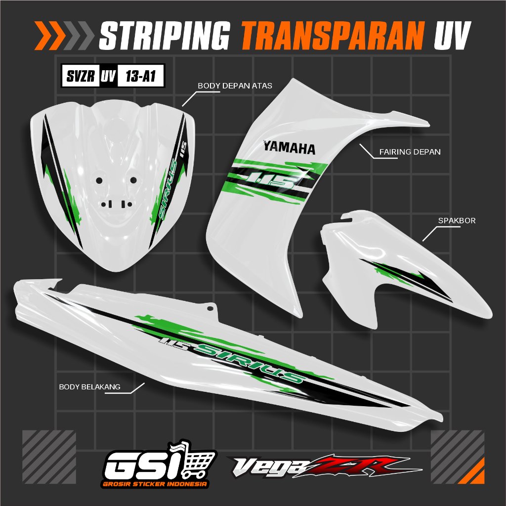 STRIPING  VEGA ZR 115 TRANSPARAN SIRIUS RC - STIKER STRIPING VEGA ZR RACING STYLE - SVZR-UV