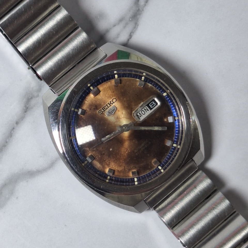 SEIKO 5 6119-8273 Tropical Brown Dial Automatic - Jam Tangan Pria Vintage Original Antik Rare