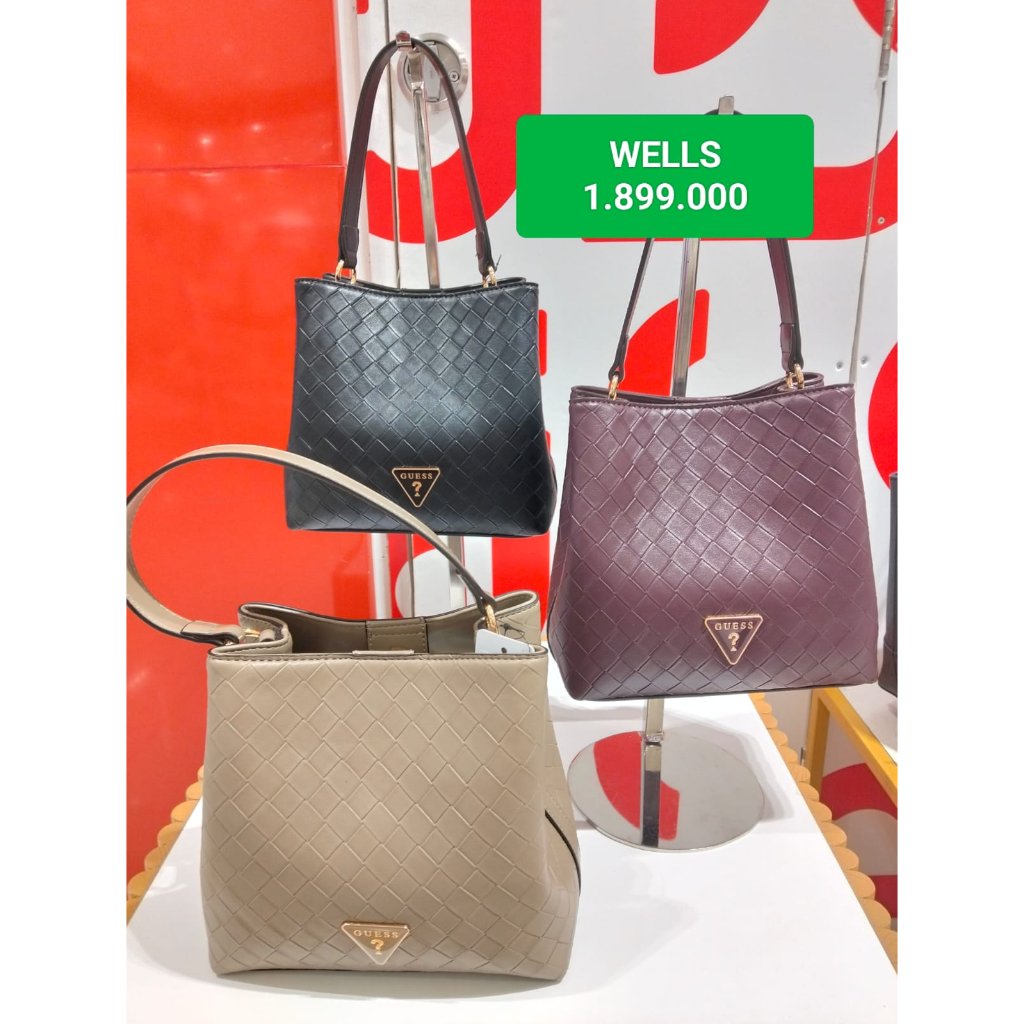 GUESS Tas Wanita WELLS Bucket Bag ORIGINAL